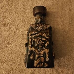 Vintage Wrapped and Embellished Bottle in Aztec Motifs